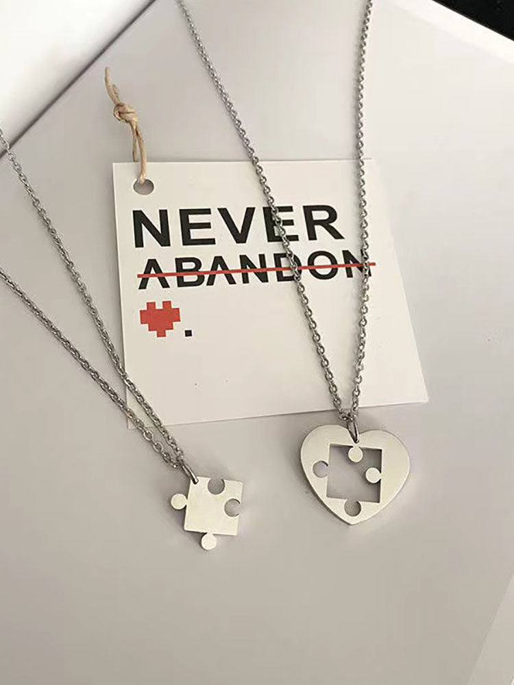 Two Piece Couple Puzzle Chain Necklaces