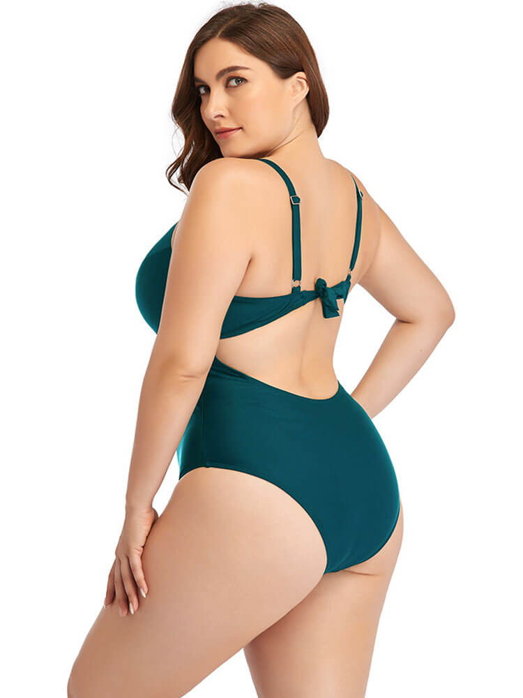 Plus Size Spaghetti Straps Backless Swimsuit