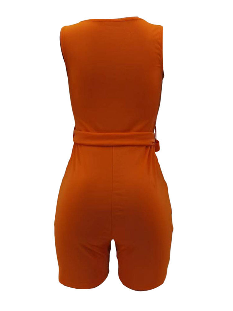 Tank Belt Plus Size Bodycon Romper