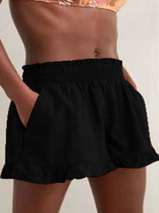 Linen Ruffle Hem Lounge Shorts