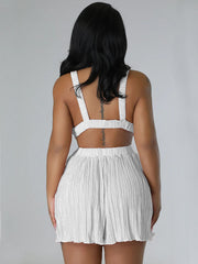 Spaghetti Strap V Neck Ruched Backless Hollow Out Jumpsuits