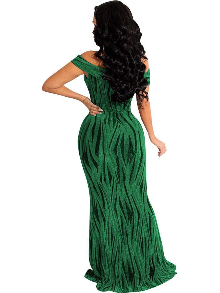 Off Shoulder Sleeveless V Neck Bodycon Maxi Dresses