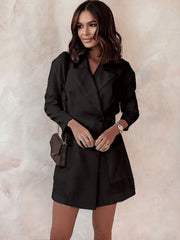 Long Sleeve Elastic Waist Mini Blazers Dresses