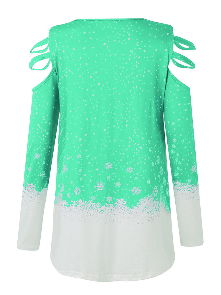 Christmas Plus Size Long Sleeves Elk Print Tops