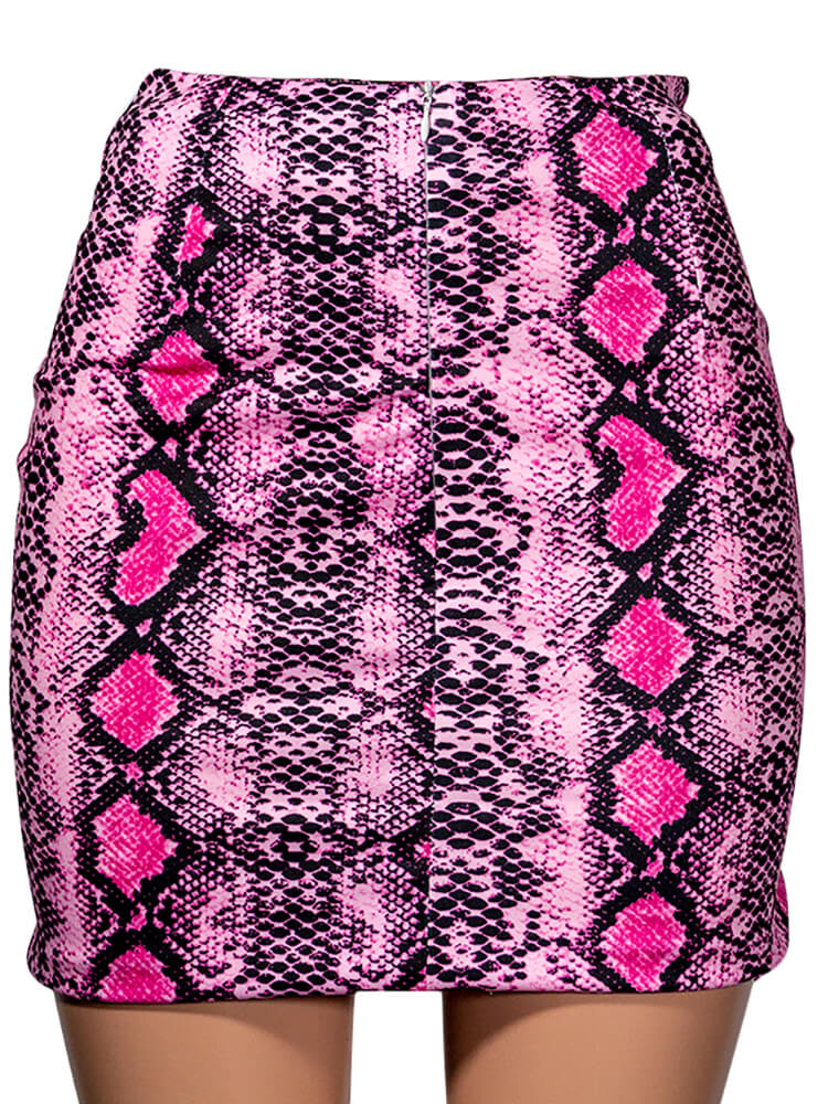 High Waist Snake Print Bodycon Mini Skirts