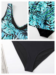 Plus Size Digital Print Triangle Swimsuit