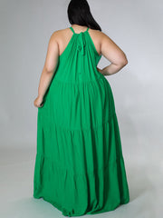 Plus Size Sleeveless Ruched Maxi Dresses