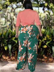 Plus Size Two Piece Crop Top Long Pants Outfits