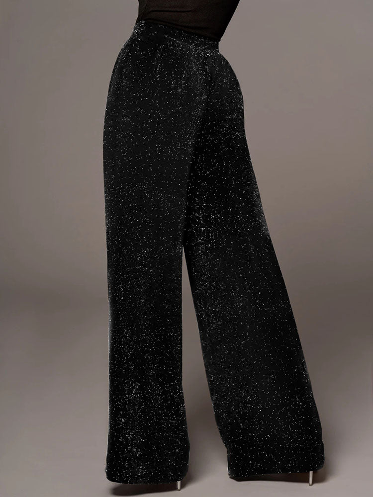 Loose Glitter Wide Leg Long Pants