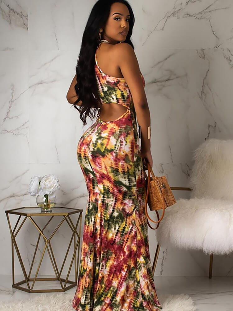 Sleeveless Print Maxi Dresses