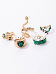 Serpent Imitation Emeralds and Diamonds Ring Sets