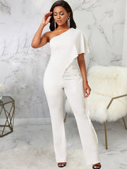 One Shoulder Strapless Asymmetric Elegant Jumpsuits