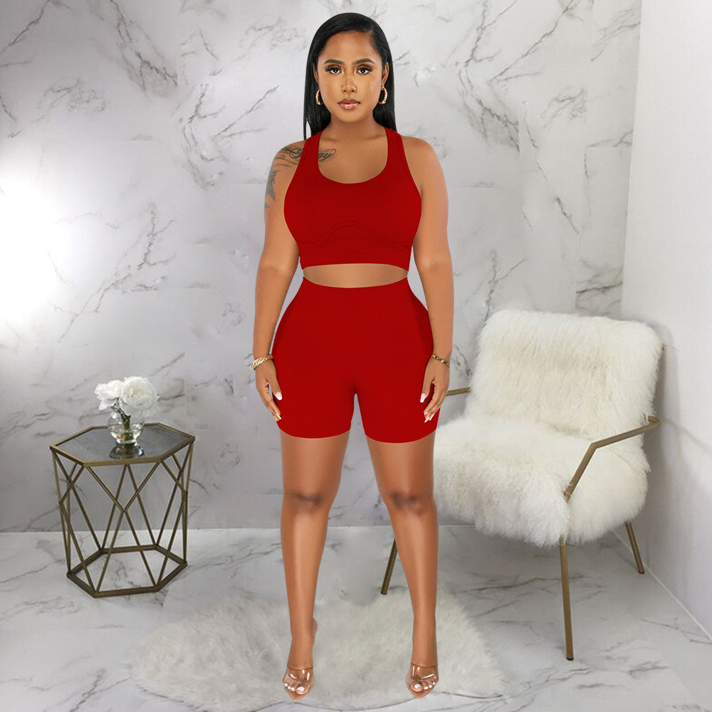 Sleeveless Crop Top & Bodycon Short Pants