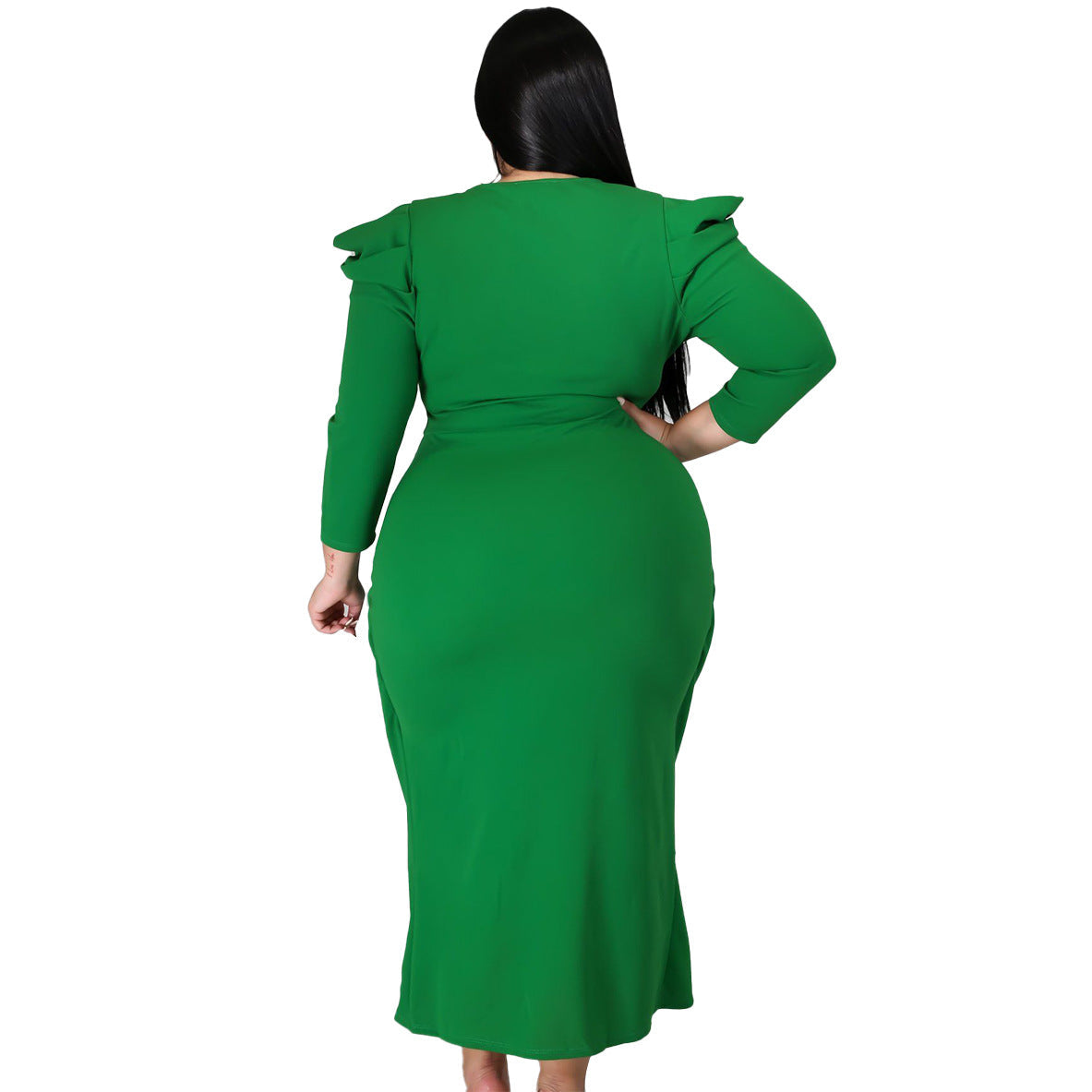 Puff Sleeve Bodycon Midi Dress