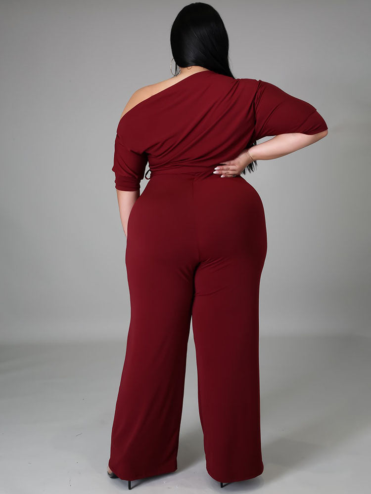 One Shoulder Plus Size Wide Leg Outfits