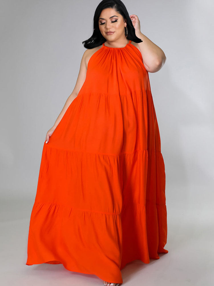 Plus Size Sleeveless Ruched Maxi Dresses