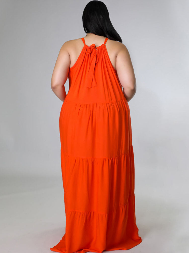 Plus Size Sleeveless Ruched Maxi Dresses