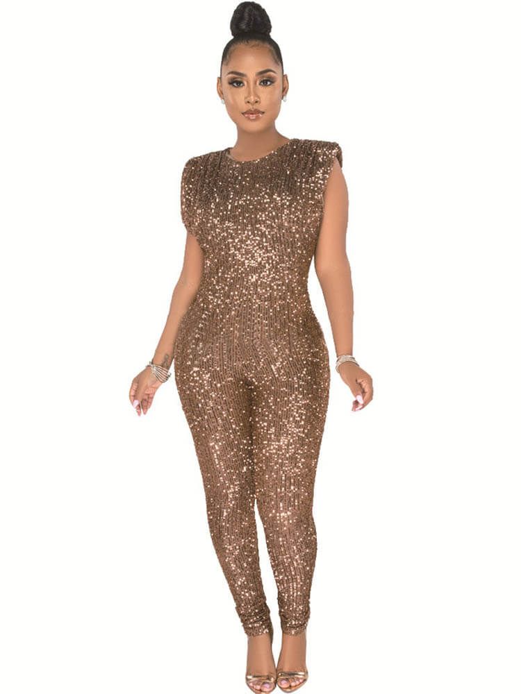 Sequins Sleeveless Bodycon Jumpsuits