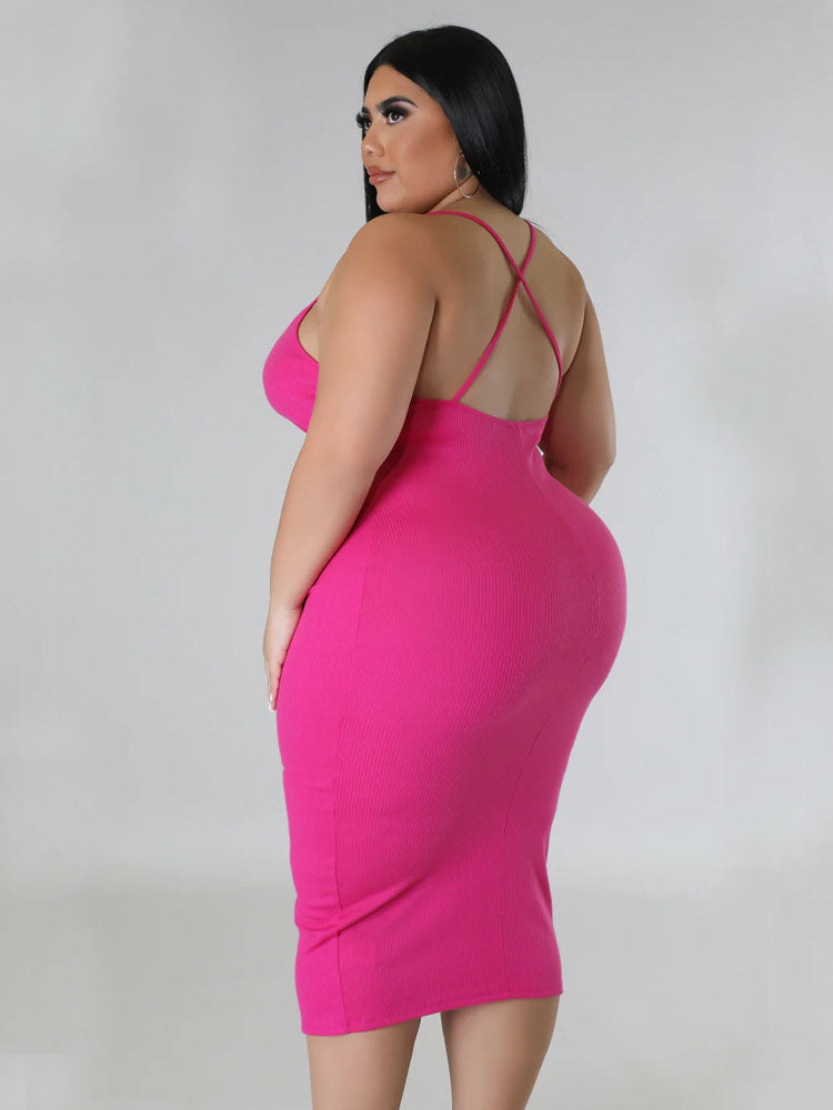 Plus Size Sleeveless Spaghetti Strap Halter Backless Maxi Dresses