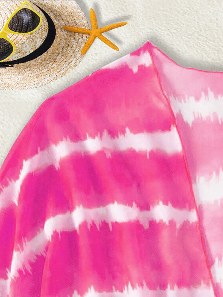 Three Piece Tie Dyed Print Swimsuits