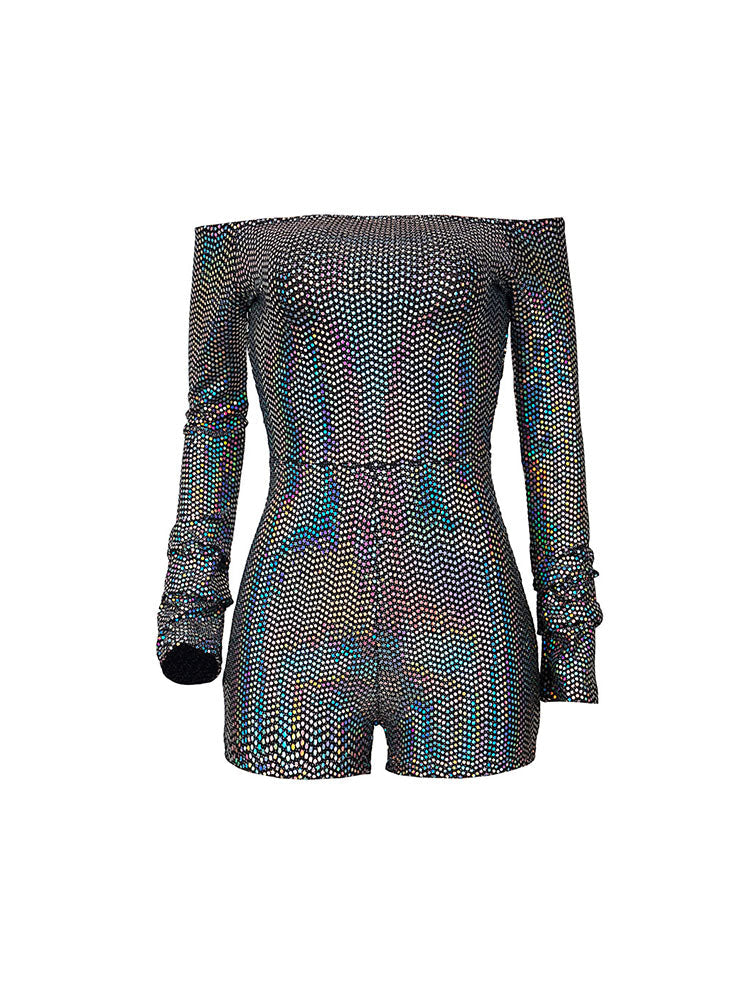 Glitter Sequins Long Sleeves Bodycon Rompers