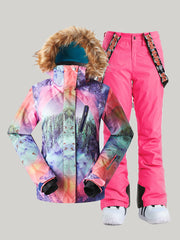 Waterproof Colorful Ski Suit Windproof Snowboard Jacket Pants Sets