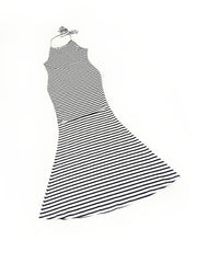 Striped Strapless Fishtail Maxi Dress