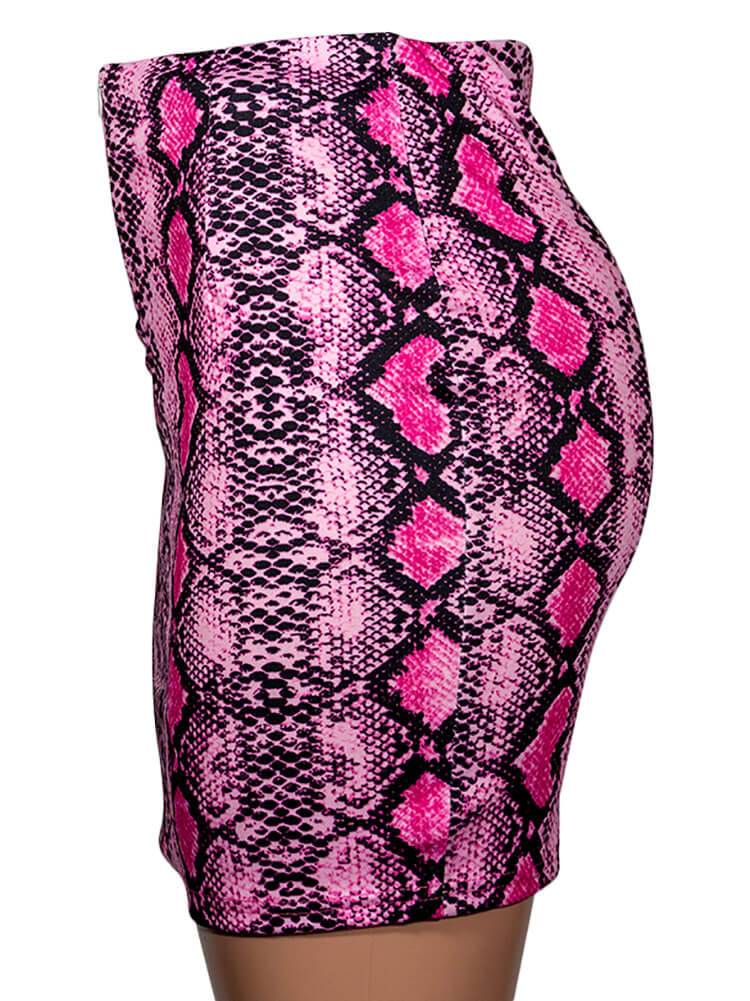 High Waist Snake Print Bodycon Mini Skirts