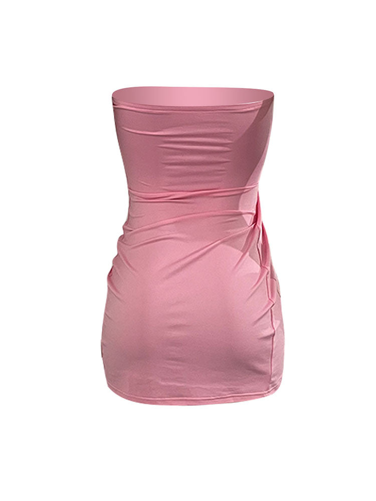 Sleeveless Ruched Split Bodycon Mini Dresses