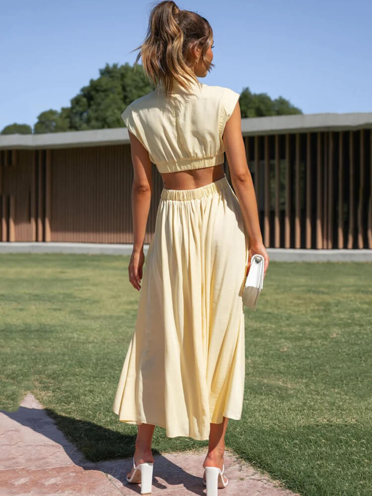 Sequin Cut-Out Tie Back Bodycon Maxi Dress