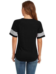 Short Sleeve Crew Neck Stripe Tops