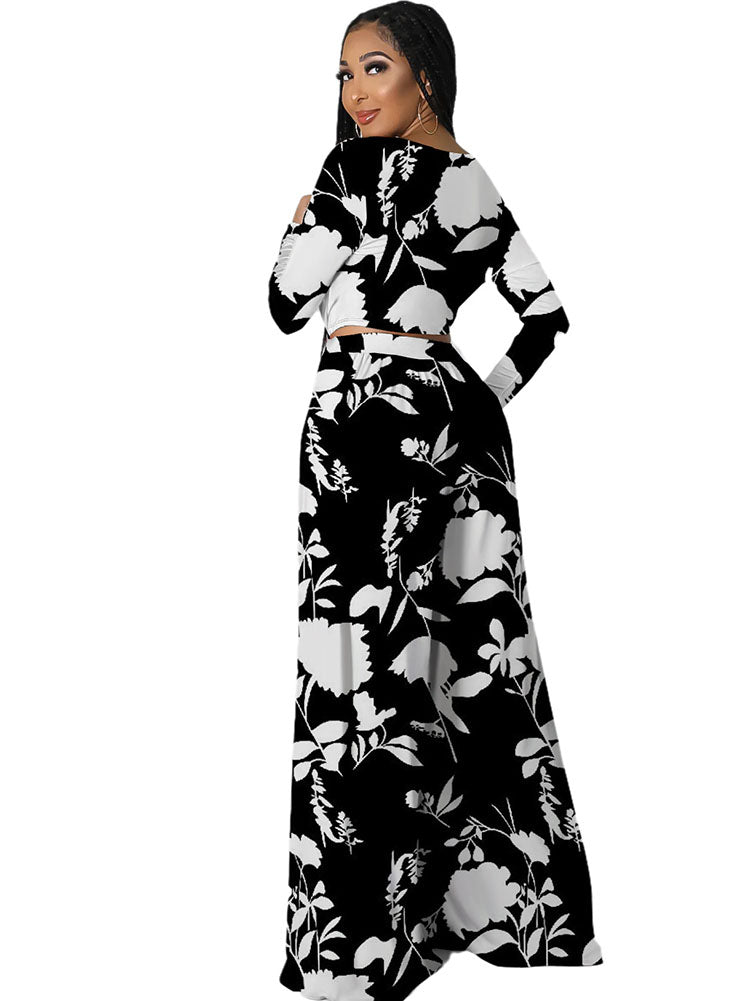 Two Piece Floral Print Pant Suits