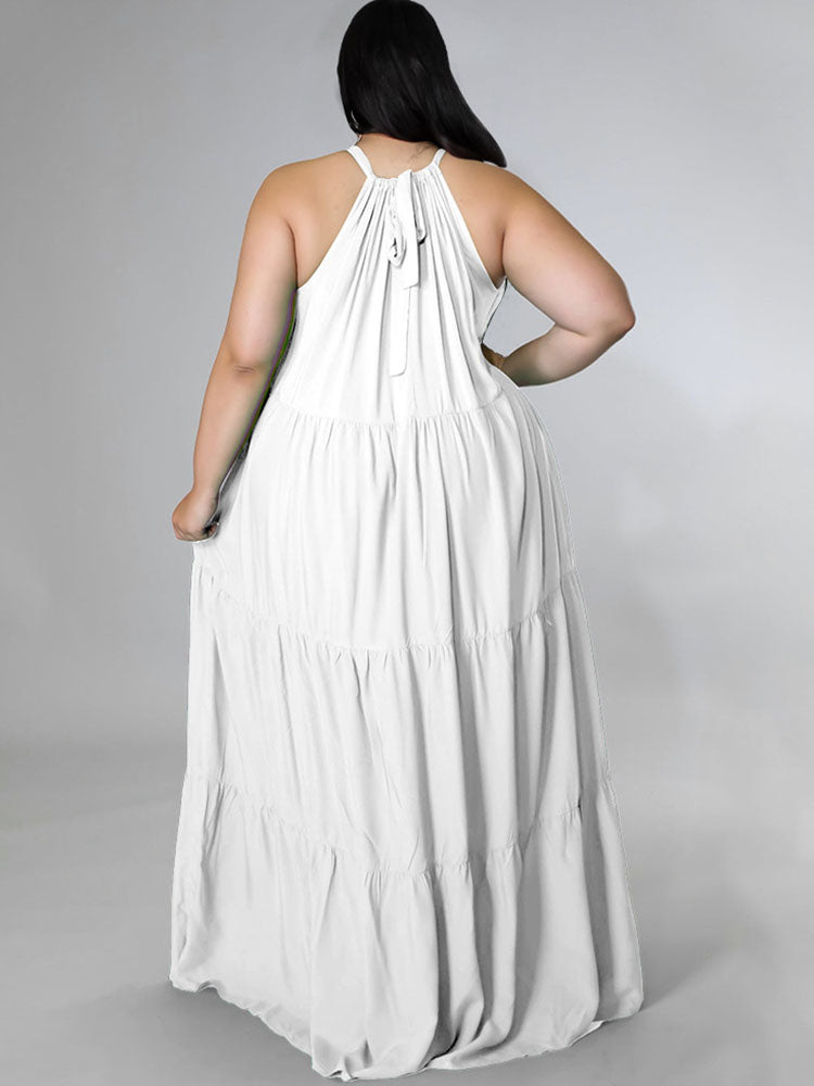 Plus Size Sleeveless Ruched Maxi Dresses