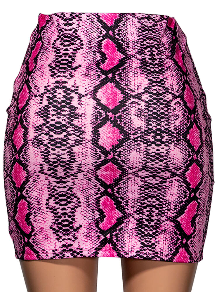 High Waist Snake Print Bodycon Mini Skirts