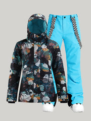 New Style Snow Suit Windproof And Waterproof Quilted Thickened Warm Ski Pants Suit