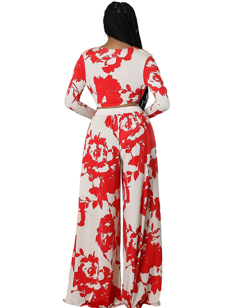 Two Piece Floral Print Pant Suits