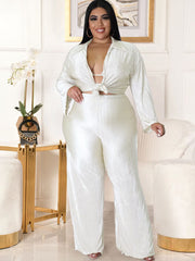 Plus Size Three Piece Cardigan Pant Suits