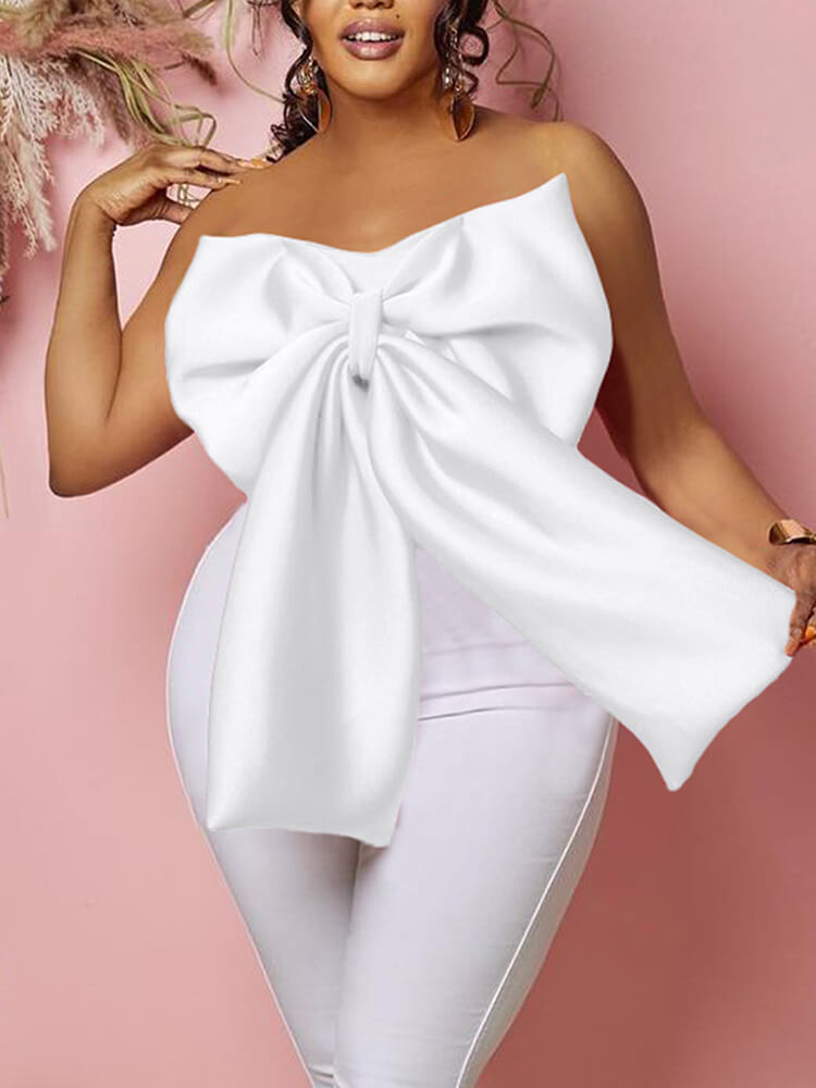 Off Shoulder Bow Knot Tube Tops