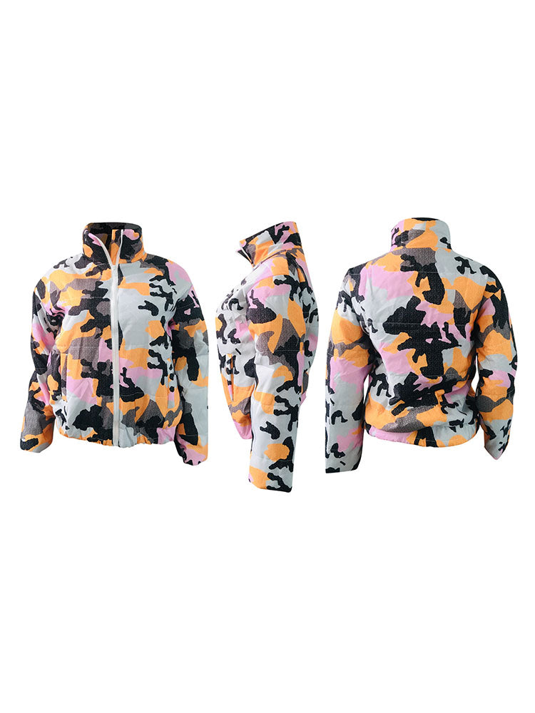 Long Sleeves Printed Zipper Coats