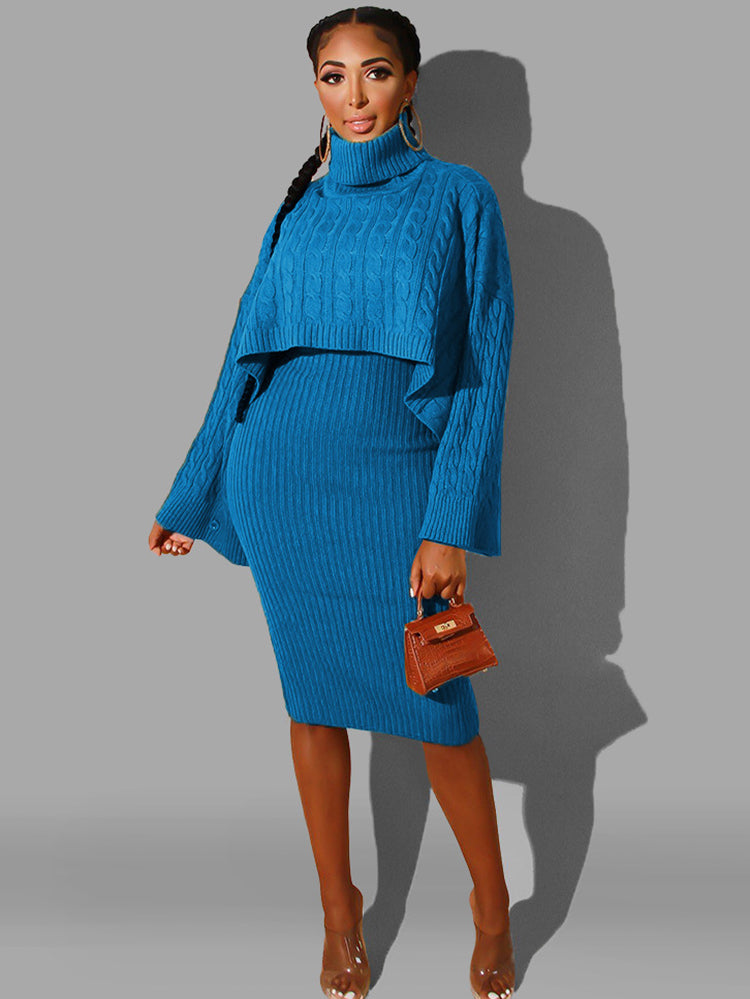 Two Piece Sweater Midi Dresses Outfits