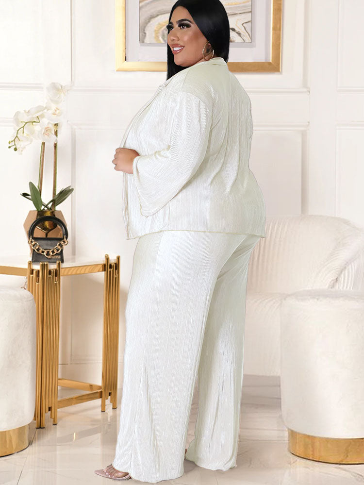 Plus Size Three Piece Cardigan Pant Suits