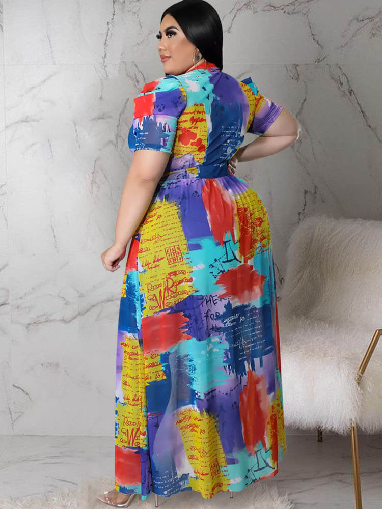 Plus Size Mesh Asymmetrical Flowy Hem Dresses