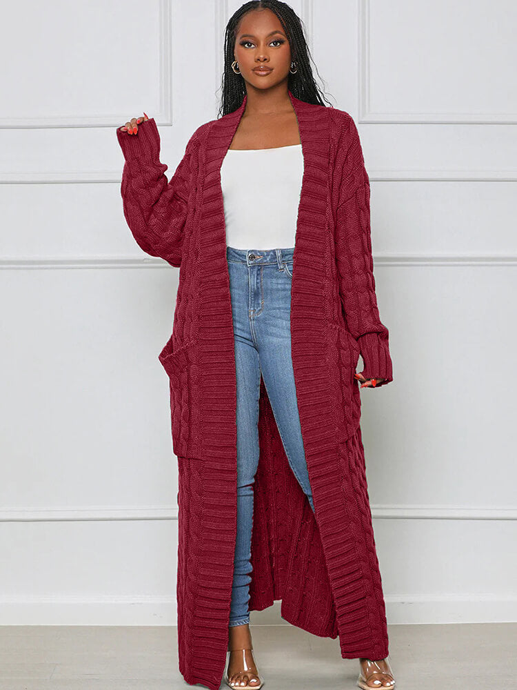 Knit Long Sleeve Solid Color Bodycon Cardigan