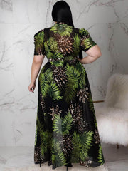 Plus Size Mesh Asymmetrical Flowy Hem Dresses