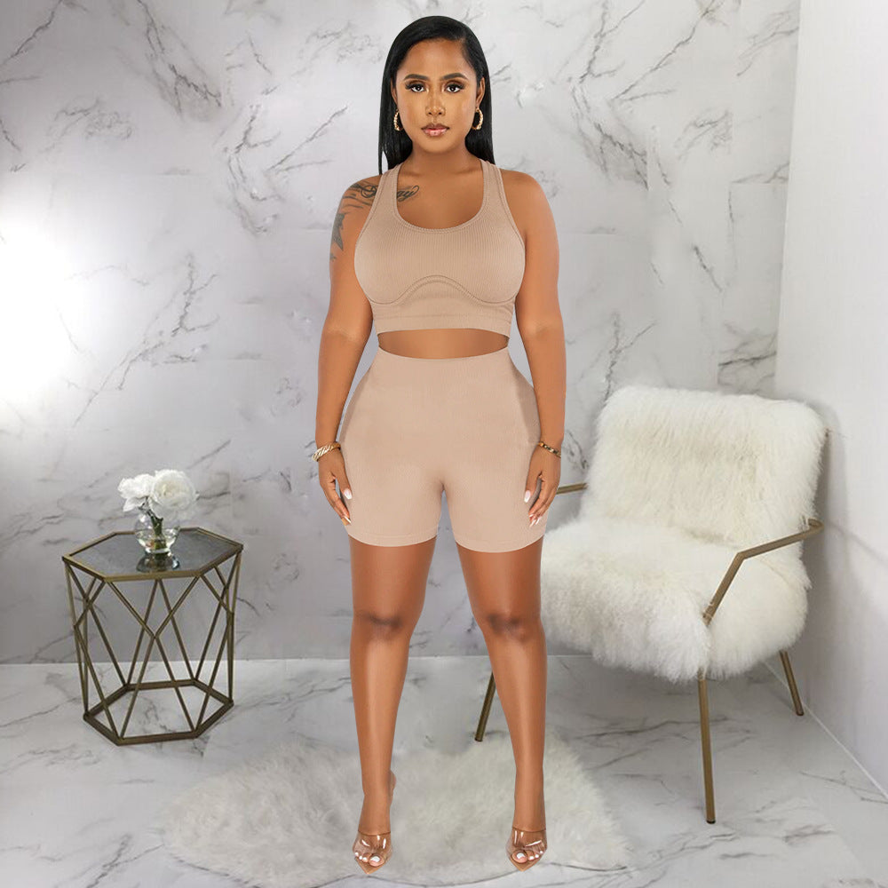 Sleeveless Crop Top & Bodycon Short Pants