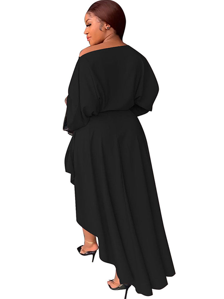 Women’s Long Sleeve Ruched Maxi Cocktail Dress