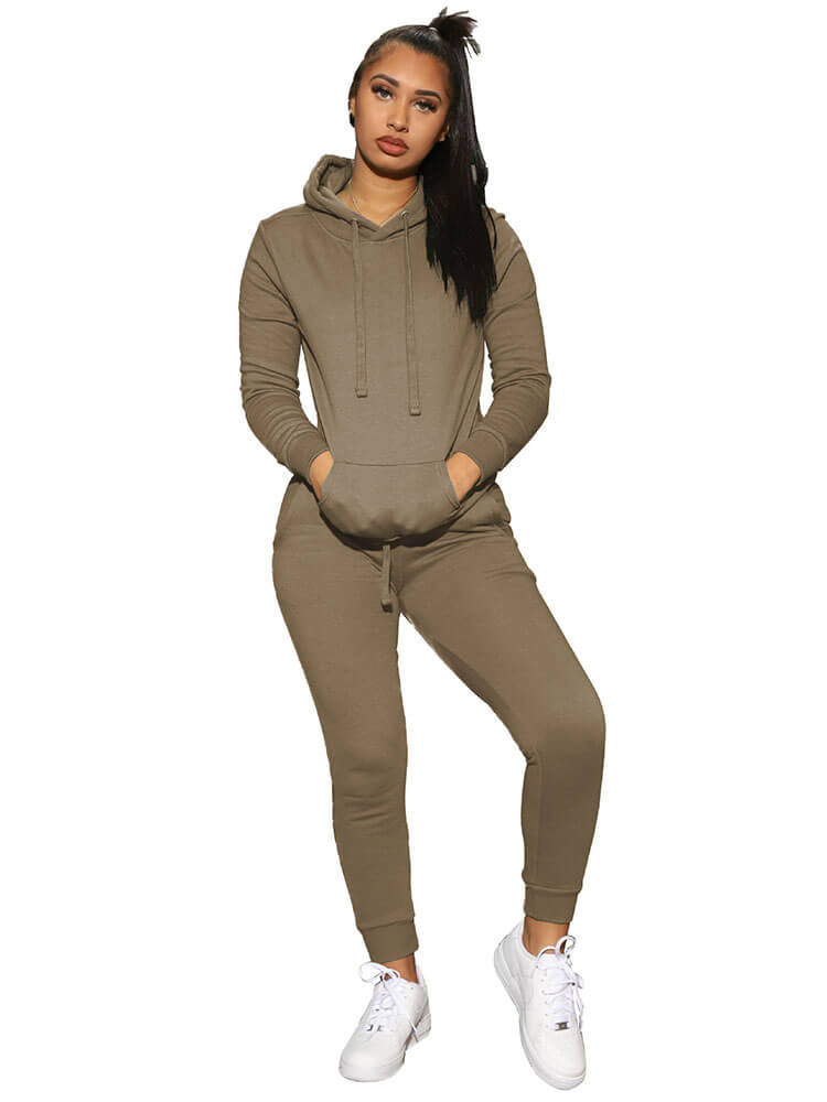 Two Piece Hooded Sweatshirt Long Pants Set