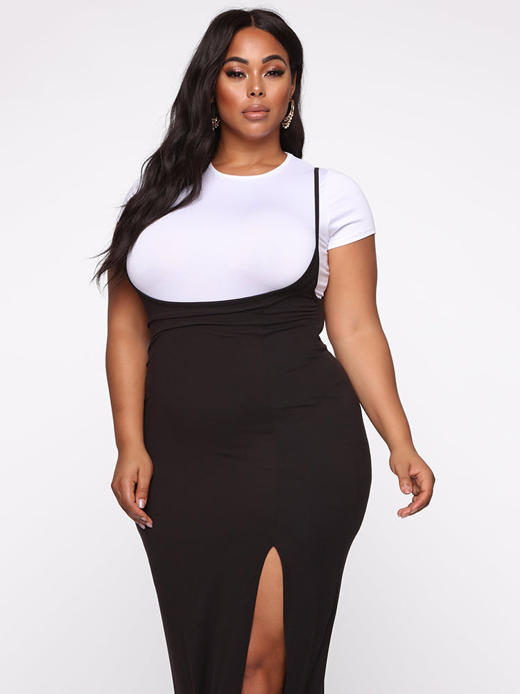 Plus Size Two Piece Split Sling Maxi Dress Sets