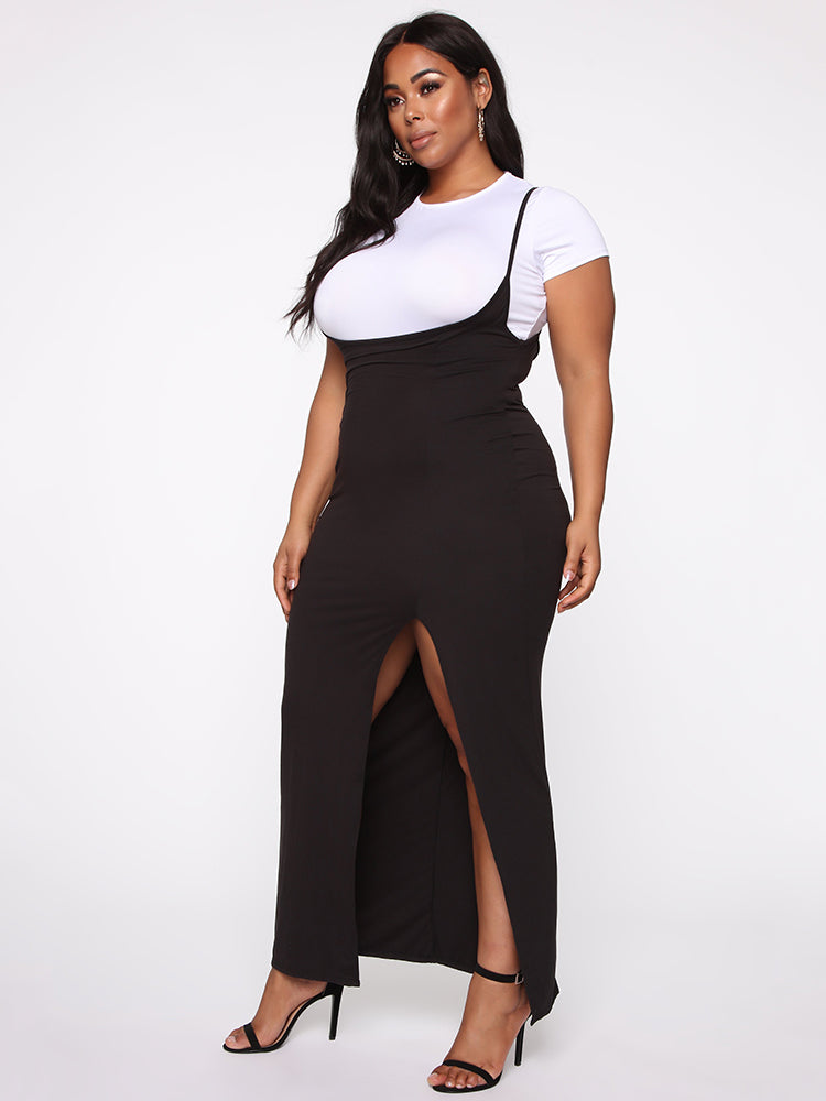 Plus Size Two Piece Split Sling Maxi Dress Sets