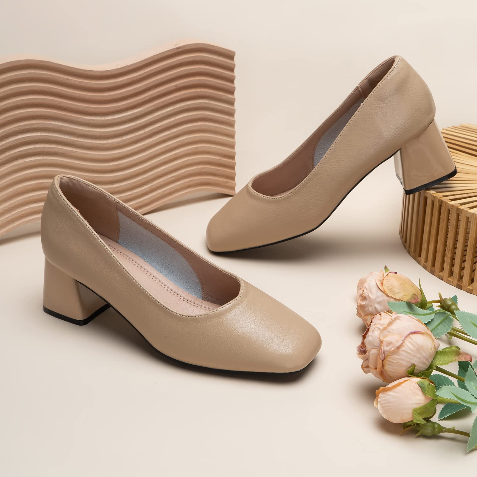 Square Toe Chunky Block Heel Shoes